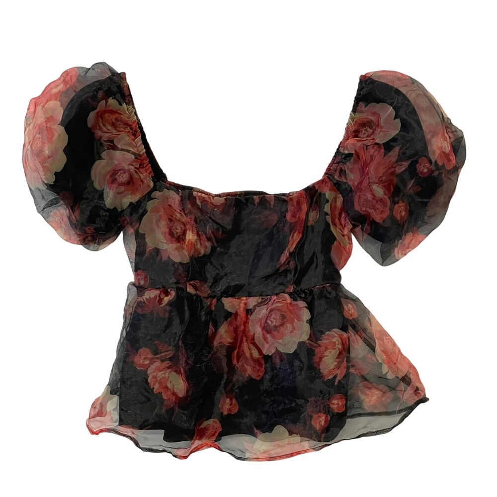 Thirty Thirty Peasant Top S Puff Sleeves Floral Dark Romantic Whimsigoth